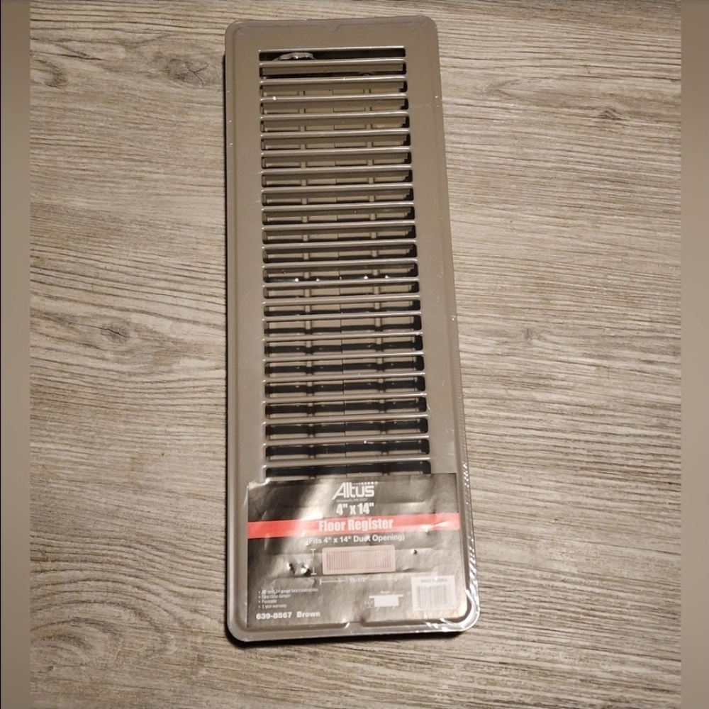 ALTUS 4” x 14” Floor Register 639-8567 Brown Sealed Steel Paintable New